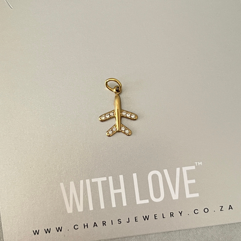 Plane Dangle, Gold Water & Tarnish Proof, Size 14mm