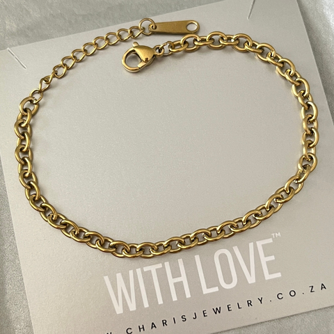 Love Story Starter Bracelet, Gold Stainless Steel, Adjustable Size