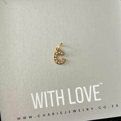 CZ Initial Letter (A-Z) Gold Stainless Steel, Size: 8mm (Back Order: 7-14 Days)