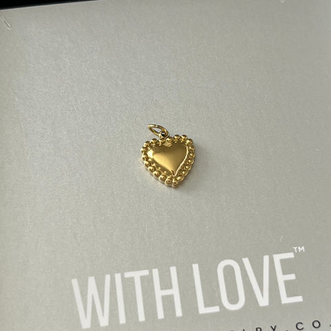 Patterned Heart Gold Water and Tarnish Proof, Size 11mm
