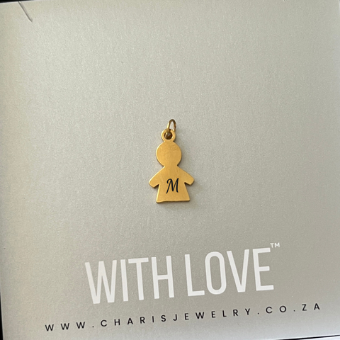 Boy with Optional Personalized Initial Gold Water and Tarnish Proof, Size 15mm