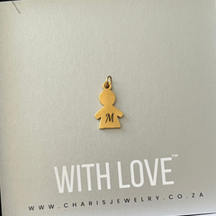 Boy with Optional Personalized Initial Gold Water and Tarnish Proof, Size 15mm