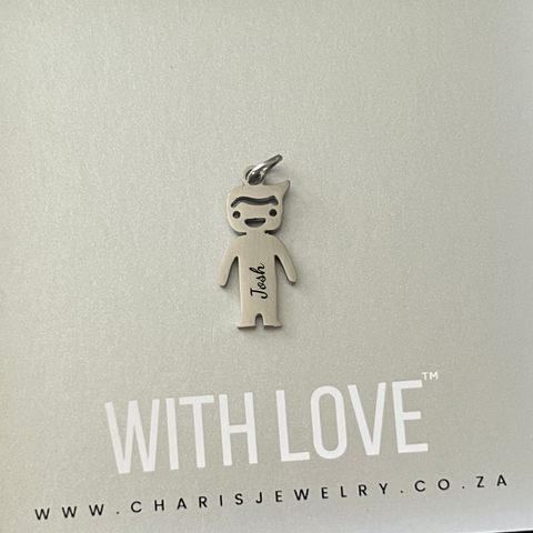 Personalized Boy Dangle Silver Tarnish Proof, Size 20mm