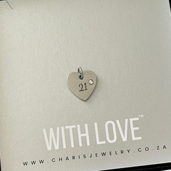 Personalized Crystal Heart Water & Tarnish Proof, Size 12mm