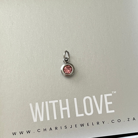 Silver Birthstone Pendant Charm for necklace or bracelet