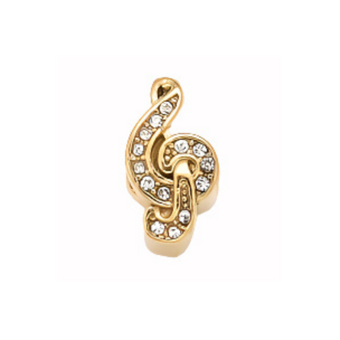Music Note European Charm, Gold Stainless Steel