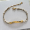 Isabella Personalized Stunning CZ Stones Tennis Bracelet, Gold Stainless Steel, Adjustable Size