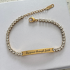 Isabella Personalized Stunning CZ Stones Tennis Bracelet, Gold Stainless Steel, Adjustable Size