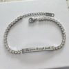 Silver personalized engraved ID Bracelet, Tennis Bracelet with CZ Stones
