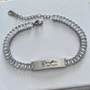 Personalized engraved ID bracelet with cz stones for ladies