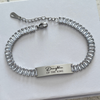 Keturah Personalized CZ Bracelet, Silver Stainless Steel, Adjustable Size