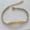 Isabella Personalized Stunning CZ Stones Tennis Bracelet, Gold Stainless Steel, Adjustable Size