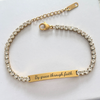 Gold personalized ID bracelet, gold tennis bracelet with CZ Stones