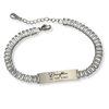 Keturah Personalized CZ Bracelet, Silver Stainless Steel, Adjustable Size
