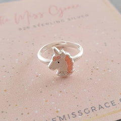 MG19 - 925 Sterling Silver Children's Unicorn Ring, Size:  Adjustable Size 3-10 years