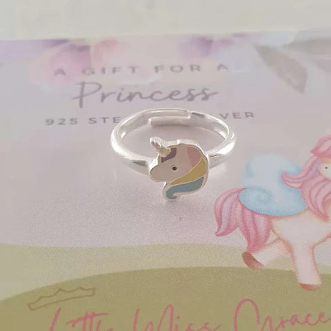 Children's silver unicorn ring