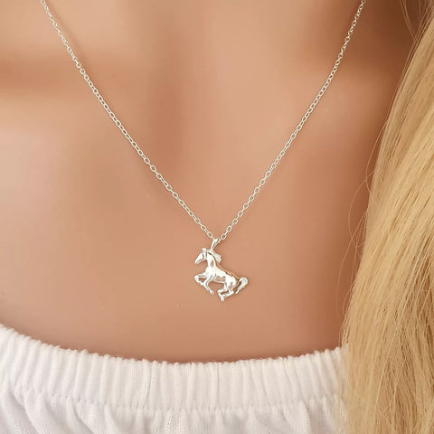 Silver horse necklace