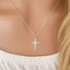 Shiloh 925 Sterling Silver CZ Cross Necklace, Size: 12x12mm, 45cm chain