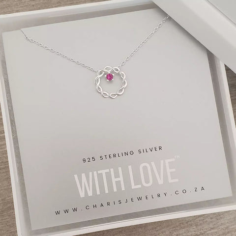 Silver infinity circle necklace