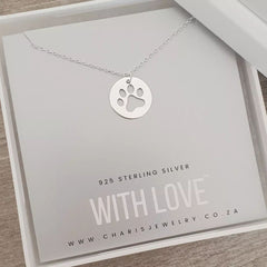 Silver paw necklace