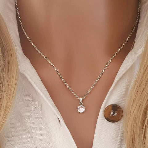 Silver April birthstone necklace