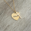 Gracelynn Personalized Heart with Cross Necklace, Gold Stainless Steel, Adjustable 45cm chain