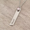 Bella Personalized Bar Necklace with Optional Birthstone, Stainless Steel (READY IN 3 DAYS)