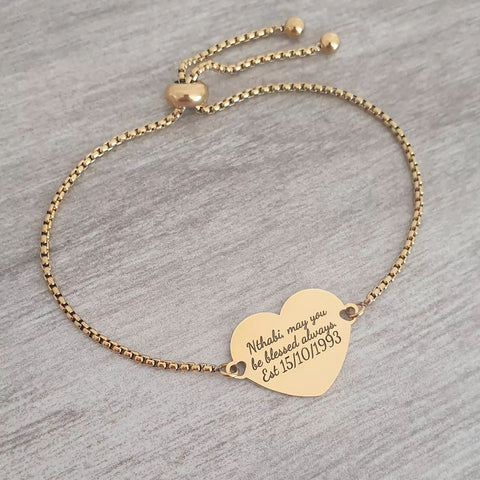 Kabella Gold Personalized Stainless Steel bracelet, Adjustable Size (READY IN 3 DAYS!)