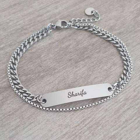 Shamira Personalized Stainless Steel bracelet, Adjustable Size: 17-21cm (READY IN 3 DAYS)