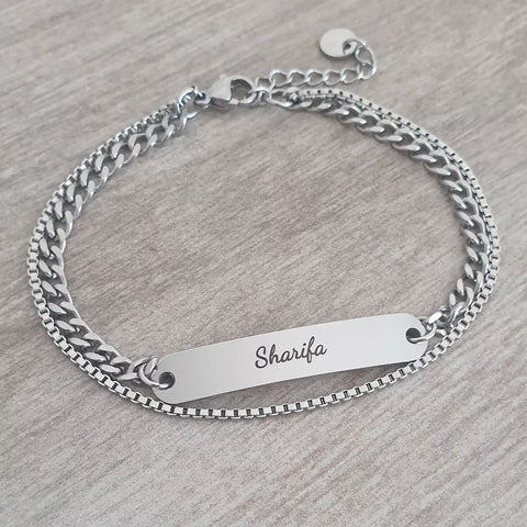 Shamira Personalized Stainless Steel bracelet, Adjustable Size: 17-21cm (READY IN 3 DAYS!)