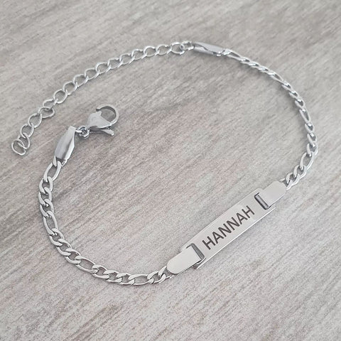 Caitlin-Lee Personalized ID Bracelet, Silver Stainless Steel, Adjustable Size (READY IN 3 DAYS)
