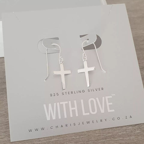 Faithlyn 925 Sterling Silver Cross Dangle Earrings, 10x15mm