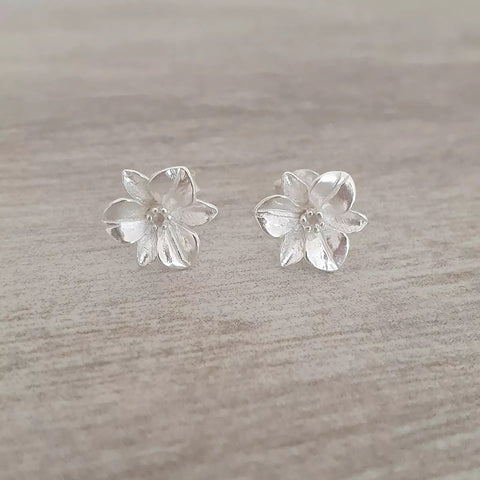 Savannah 925 Sterling Silver Flower Ear Stud Earrings, Size 10mm