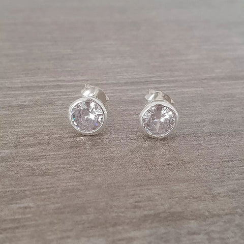 Silver CZ stud earrings