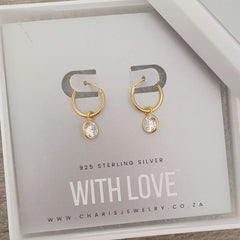 Gold hoop CZ earrings