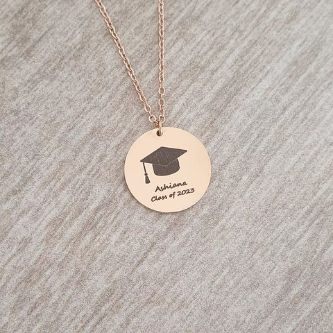 Gabby Personalized Graduation Necklace, Stainless Steel (SILVER, GOLD OR ROSE GOLD, READY IN 3 DAYS)