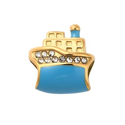 Ship European Charm, Gold Stainless Steel (Purchase on Back Order 2-3 weeks)