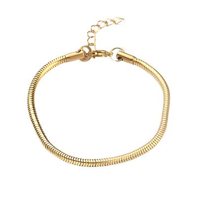 Charis Love Story European Bracelet, Gold Stainless Steel, 3mm thick, Adjustable Size