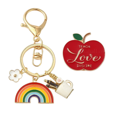 Teacher's Gift Brooch and Key / Handbag Chain Combo in a Gift Box (Purchase on Back Order 7-14 days)
