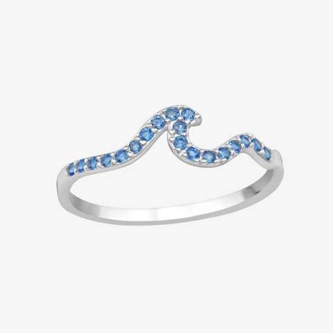 Summer 925 Sterling Silver CZ Wave Ring