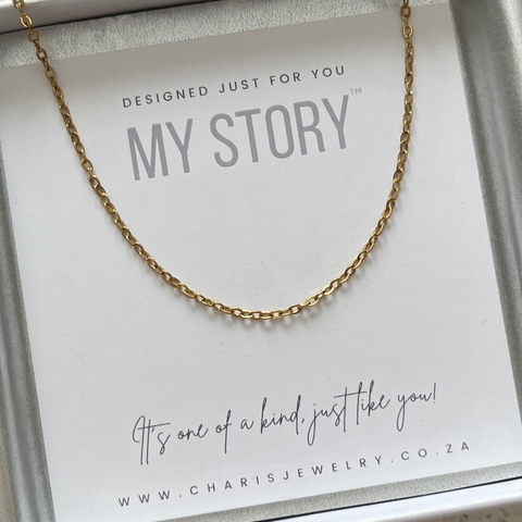 My Story Starter Necklace, Gold Stainless Steel, Regular Chain Adjustable 45-50cm