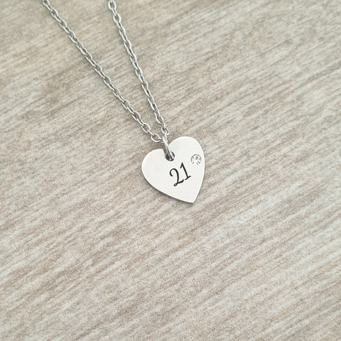 Amia Personalized Initial Mini Heart Necklace, Silver Stainless Steel