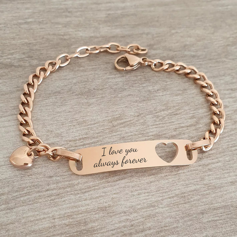 Arabella Personalized Rose Gold Stainless Steel bracelet, Adjustable Size 18-22cm (READY IN 3 DAYS)