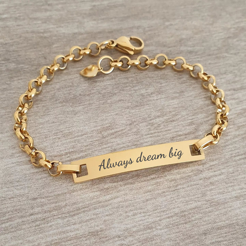 Ella Personalized Gold Stainless Steel bracelet, Adjustable Size 17-22cm (READY IN 3 DAYS)