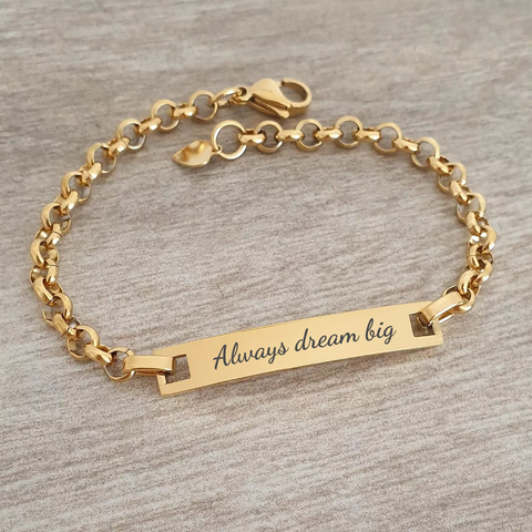 Ella Personalized Gold Stainless Steel bracelet, Adjustable Size 17-22cm (READY IN 3 DAYS!)