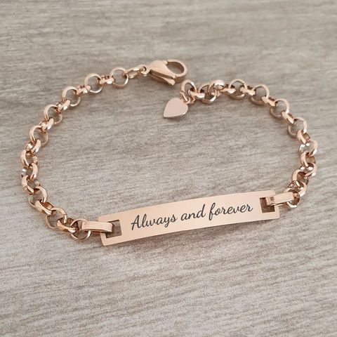 Ella Personalized Rose Gold Stainless Steel bracelet, Adjustable Size 17-22cm (READY IN 3 DAYS)