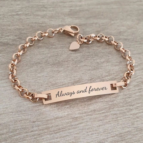 Ella Personalized Rose Gold Stainless Steel bracelet, Adjustable Size 17-22cm (READY IN 3 DAYS!)