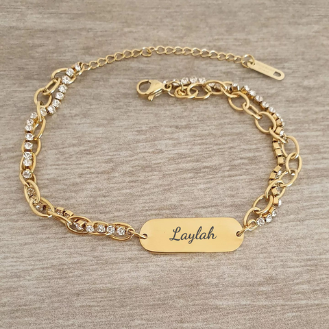 Shakira Personalized CZ Stainless Steel bracelet, Adjustable Size: 17-21cm (READY IN 3 DAYS!)