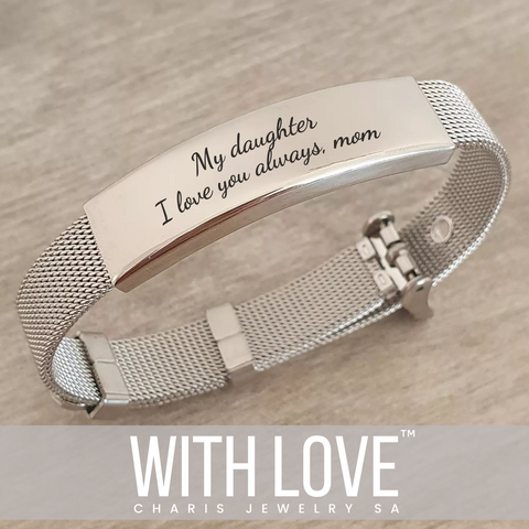 Zannalee Personalized Stainless Steel Bracelet, Adjustable Strap