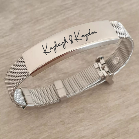 Zannalee Personalized Stainless Steel Bracelet, Adjustable Strap